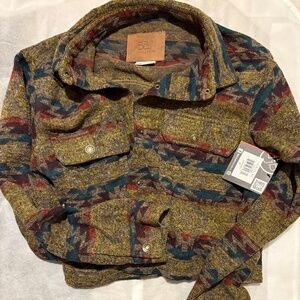 BBJ Los Angeles Aztec Southwestern Shacket Jacket Size Medium Cropped Boho
